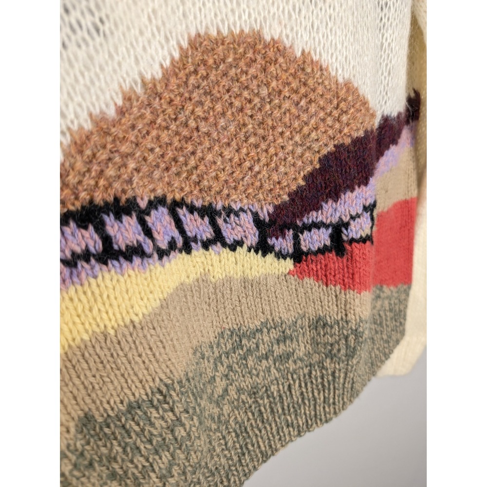 Vintage 90s Deans of Scotland Shetland Wool Sunset Sweater M Cottagecore Granny - Picture 7 of 8
